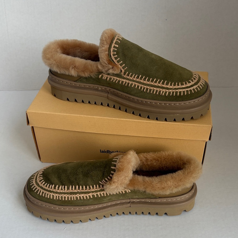 Laidback London Jun 4.0 Slippers Fern Suede - sz 40